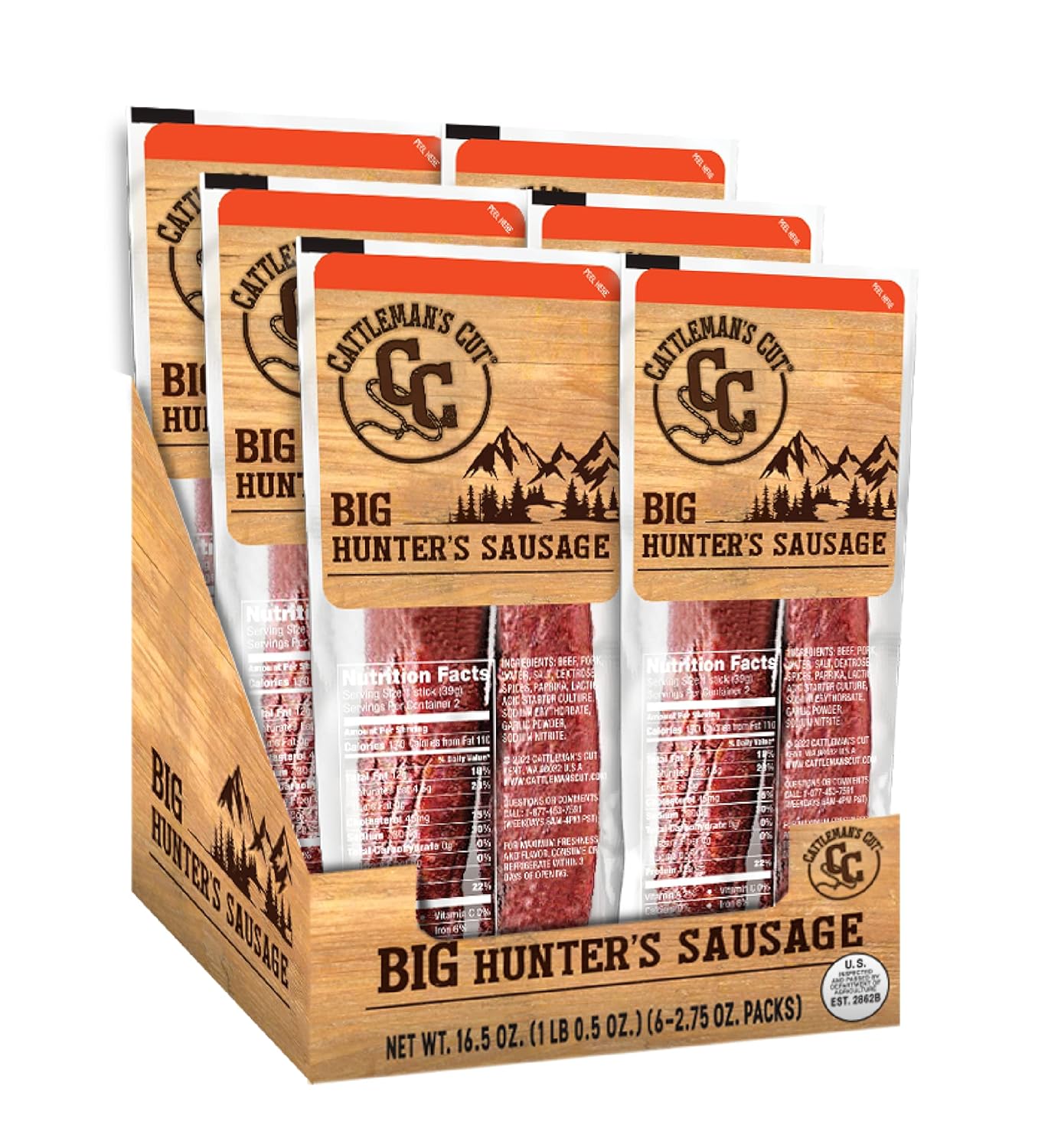 Cattleman's Cut Big Hunter's Sausage, 2.75 Ounce (Pack of 6)