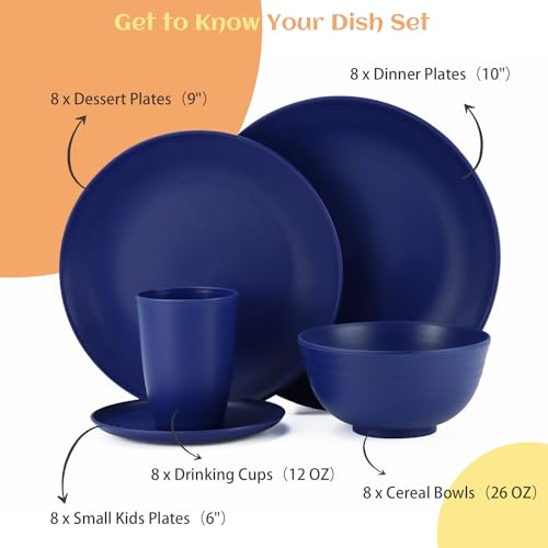 Homienly Wheat Straw Dinnerware Sets, 20pcs Dishes Dinnerware Sets Microwave and Dishwasher Safe, Lightweight Unbreakable Dish Set, Reusable Dinner Plates Kids Plates and Bowls Sets (Multicolor)