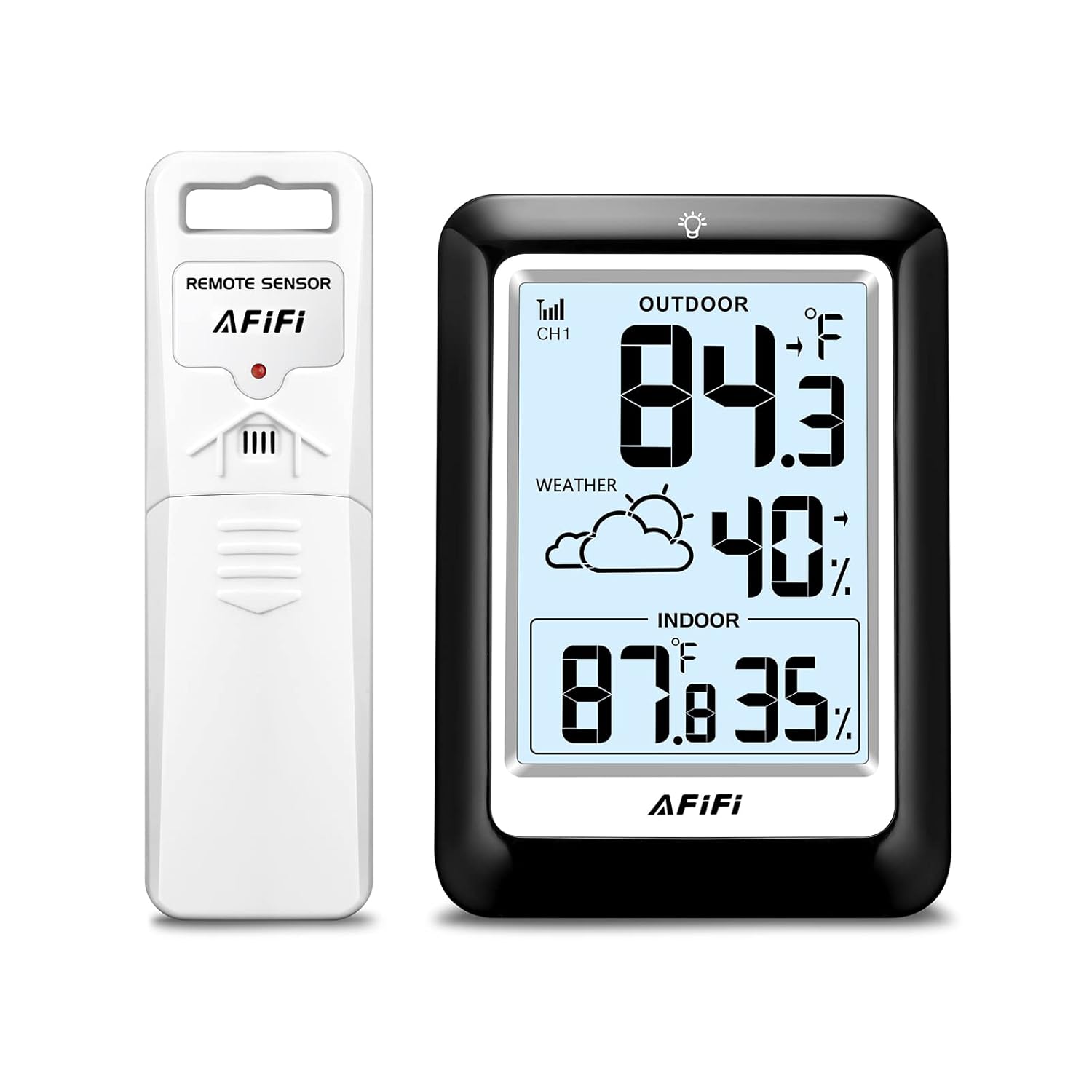 【 AFIFI 】 Wireless Indoor and Outdoor Thermometer and Hygrometer Plus Weather Forecast and reading's Memory
