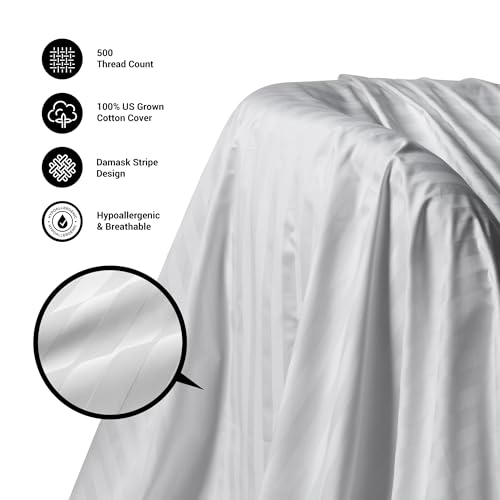 Beautyrest Hotel Collection Fluffy Luxury Goose Feathers Medium Firm Hypoallergenic Pillow, 500 Thread Count US Grown Cotton Cover (20x36”), King (Pack of 2), White 2