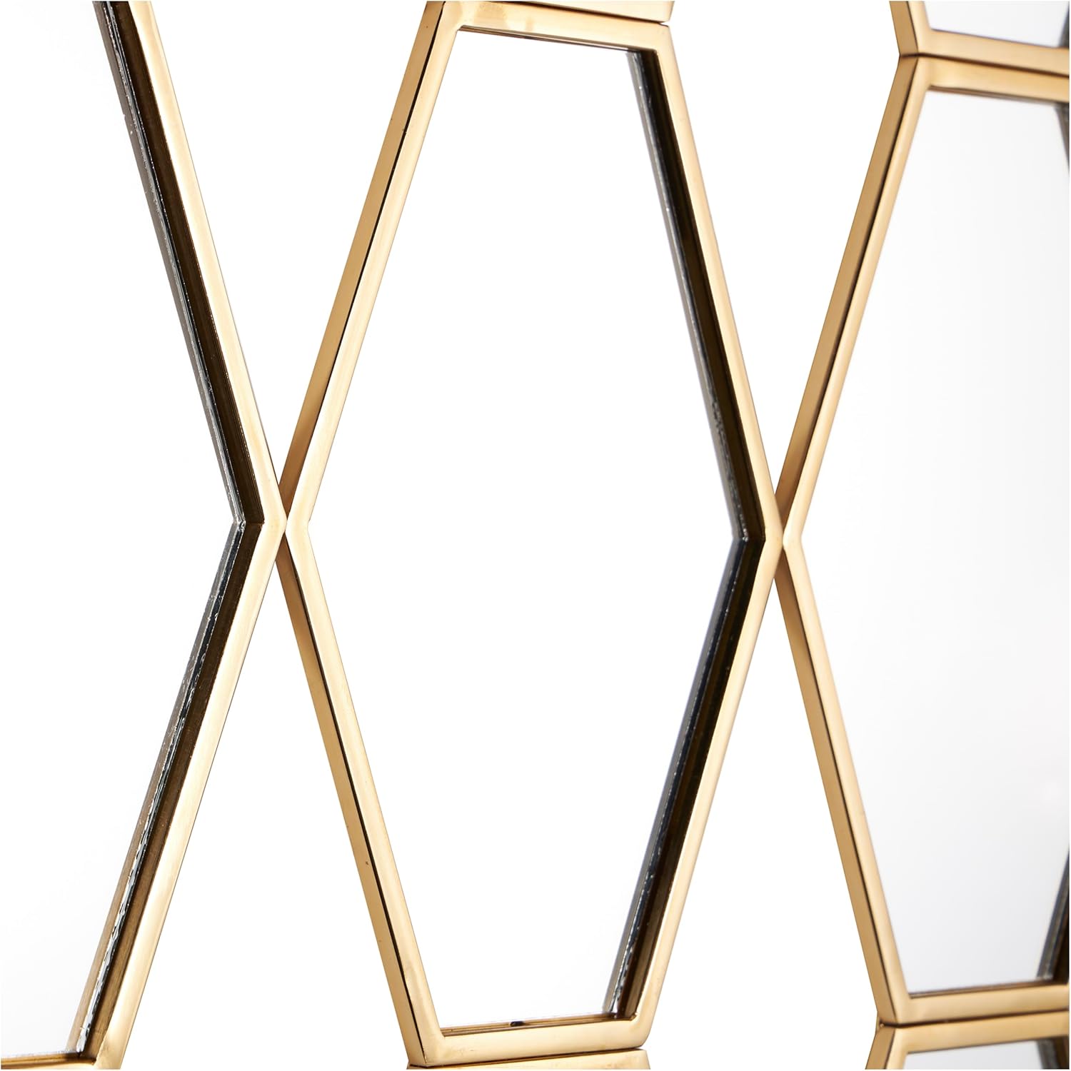 The Novogratz Metal Room Wall Mirror Entryway Mirror with Diamond and Hexagon Shaped Mirrors, Wall Mounted Mirror 29