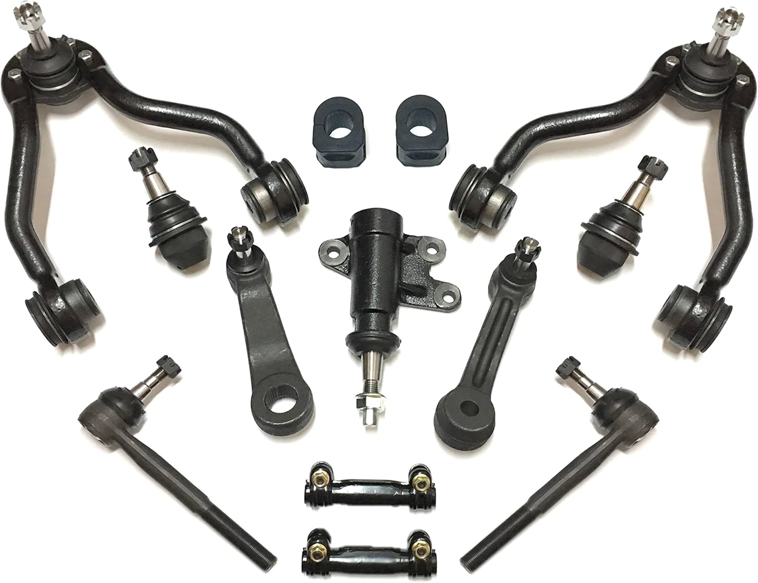 PartsW - 13 Pc Suspension Kit Stabilizer Bar Bushings, Outer Tie Rod Ends, Idler & Pitman Arms, Upper Control Arms & Ball Joints Fits Cadillac Escalade/Chevrolet K1500/Chevrolet K1500 Suburban