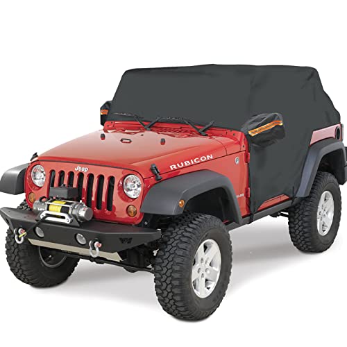 Big Ant Car Cover,Waterproof 6 Layers Car Cab Cover for Je-ep Wrangler 2 Doors,Heavy Duty Half Car Cover Protect from Snow Rain Hail Sunshine,Fit for SUV J-eep Wrangler JKU JLU 1987-2022