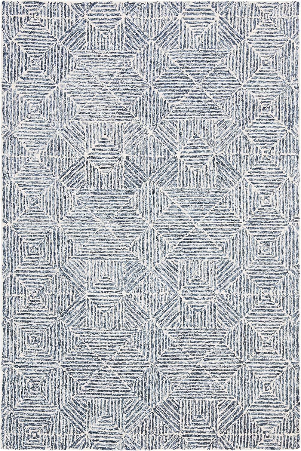 SAFAVIEH Abstract Collection Accent Rug - 3' x 5', Blue & Ivory, Handmade Wool, Ideal for High Traffic Areas in Entryway, Living Room, Bedroom (ABT763M)