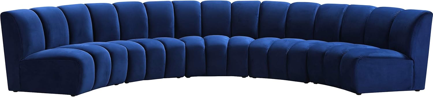 Meridian Furniture Infinity Collection Modern | Contemporary Modular Sectional with Luxurious Deep Channel Tufting, 5 Piece, Navy