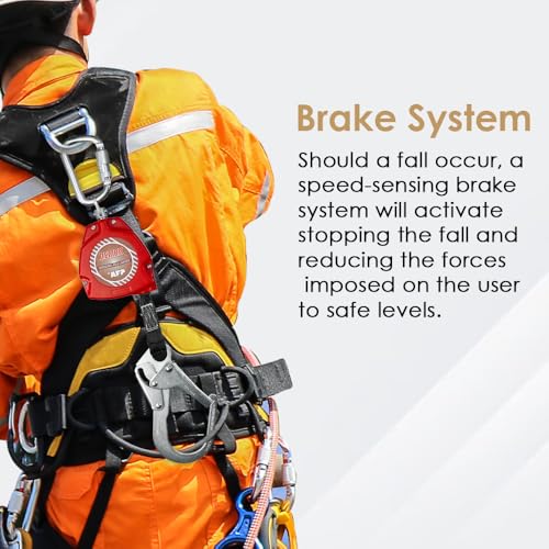 AFP Demon 11 FT Single Leg Self-Retracting Lifeline Web Lanyard Retractable | Steel Locking Snap Hook | Safety Yoyo | Fall Protection Arrest Limiter | Construction Industrial | OSHA & ANSI Rated SRL