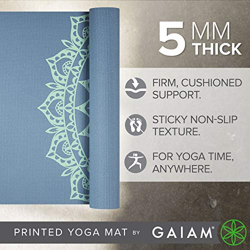 Gaiam Yoga Mat - Premium 5mm Print Thick Non Slip Exercise & Fitness Mat for All Types of Yoga, Pilates & Floor Workouts (68