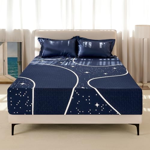 Sweetnight Full Mattress, 12 Inch Hybrid Full Size Mattress in a Box, Gel Memory Foam and Individual Pocket Spring for Motion Isolation, Starry Night Blue