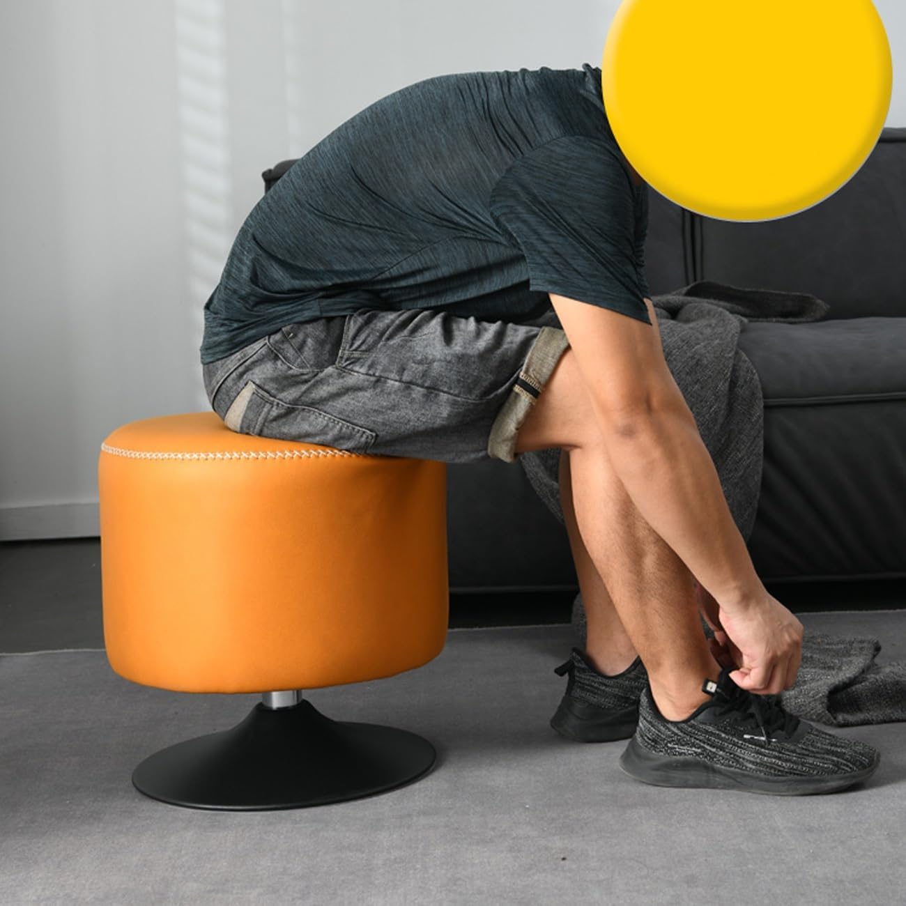 Footstool, Fashion Foot Stool Round, 360° Rotation Upholstered Vanity Stool Chair,Entryway Shoe Changing Stool, Footrest Foot Rest Stool