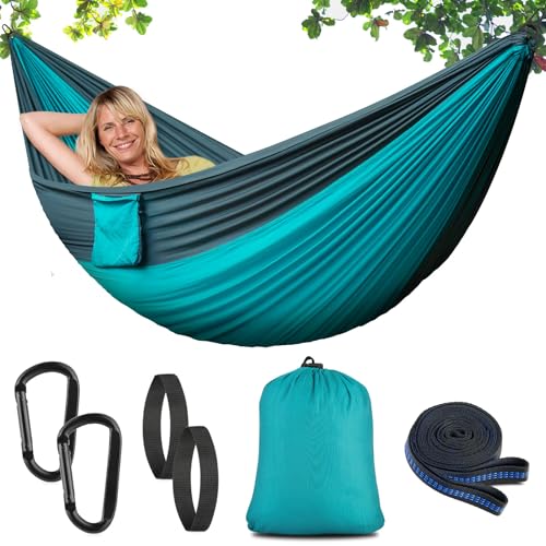 Camping Hammock with Net - Lightweight Nylon - Double Hammock - Hammocks - Camping Gear - Outdoor Hammock - Must Haves Portable Hammocks for Indoor, Hiking, Backpacking, Travel, Backyard, Beach