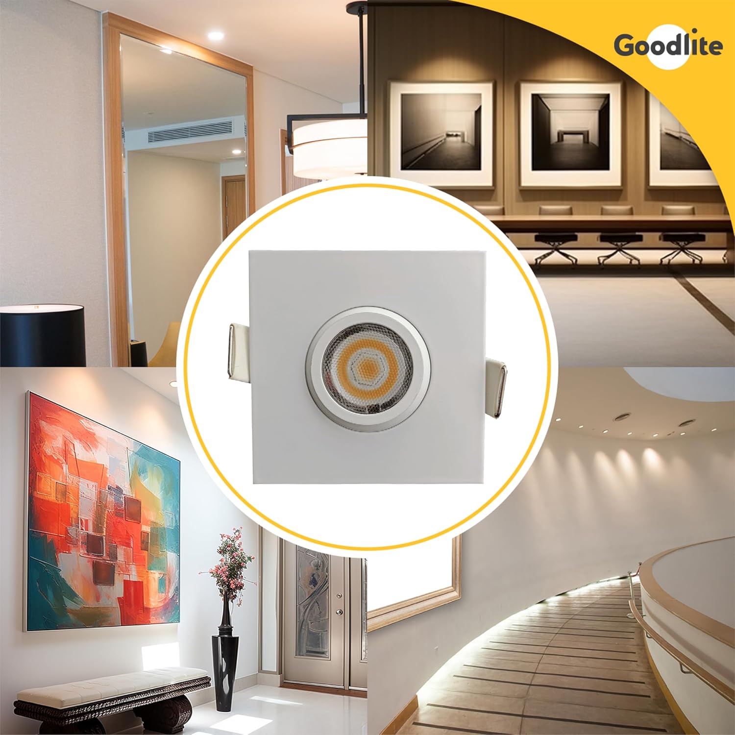 Goodlite 2 Inch Gimbal LED Recessed Light with Junction Box, 5W, 3000K Warm White, 400 Lumens, Dimmable Downlight, IC Rated, Damp Location - Adjustable Recessed Lighting