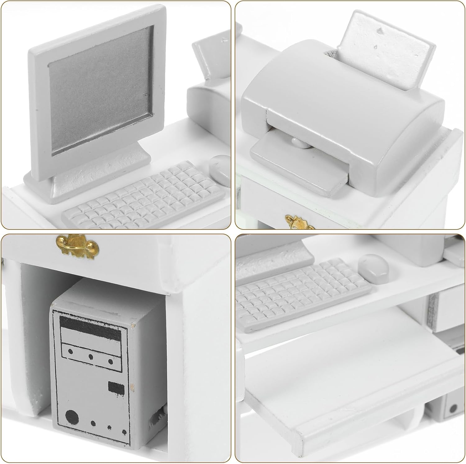ERINGOGO 1 Set Office Scene Props Dollhouse Mini Laptop Mini Computer Model Dollhouse Office Desk Miniature Computer Desk Dollhouse Miniature Computer Wood Child Furniture White Thing