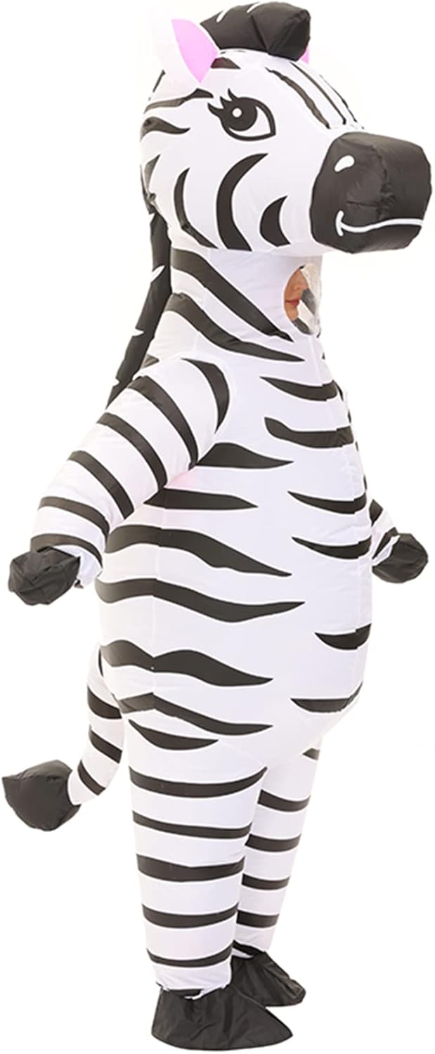 Inflatable Costume Zebra Costume Funny Blow up Animal Costume Cosplay Party Christmas Halloween Costume Festival Costume Jumpsuit