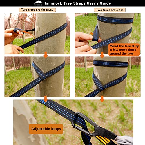 Camping Hammock Single Portable Hammocks with 2 Tree Straps - 210D Nylon Parachute Hammocks Swing - for Backpacking, Travel, Beach, Backyard, Patio, Hiking