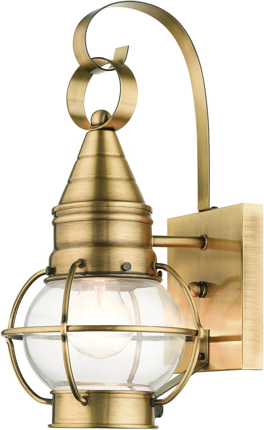 Livex Lighting 26900-01 Newburyport Collection 1 Light Outdoor Wall Lantern, Antique Brass