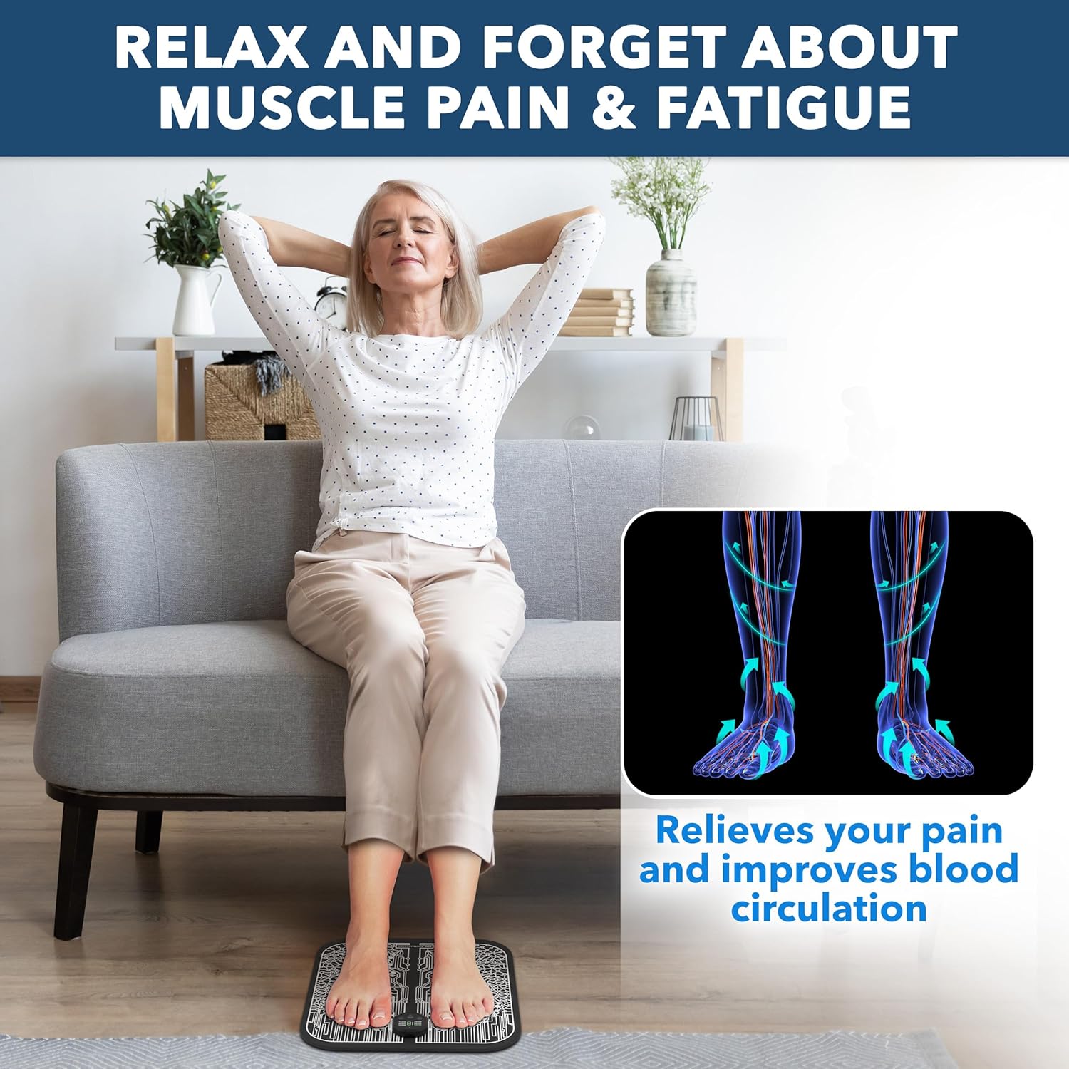 EMS Foot Stimulator, EMS Foot Massager Mat for Muscle Relaxation – Portable Foot Massager, feet massager, foot massage, TENS