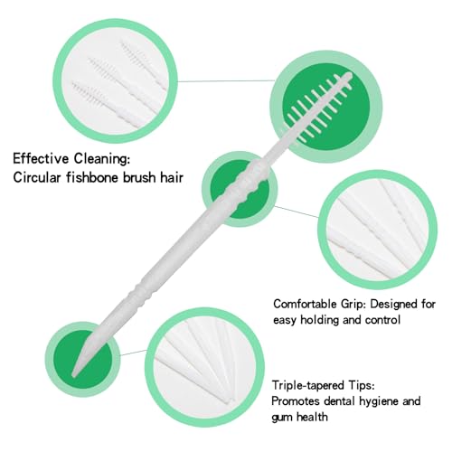 BrushPicks Interdental Toothpicks, Soft Interdental Brushes and Dental Floss Picks 2-in-1, Teeth Plaque Remover 500 Toothpicks, 1 Pack