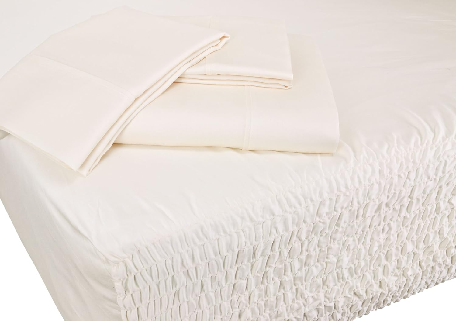 Bed Tite Stretch Fit 300 Thread Count 100-Percent Cotton luxury Oversized 3-Piece Sheet Set with Pillowcases, Twin, Ivory