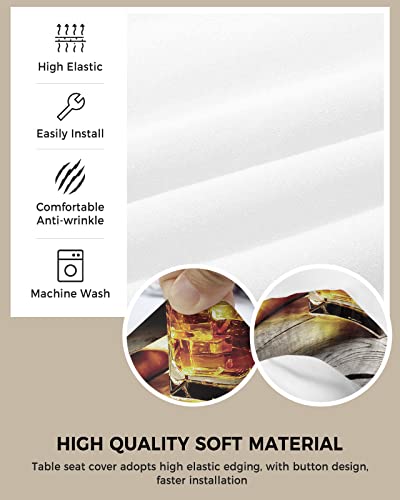 Chair Seat Covers Whisky Glass Seat Covers for Dining Chairs Wine Old Fashioned Cigar Removable Upholstered Chair Protector Seat Cushion Slipcovers for Kitchen Office Set of 4