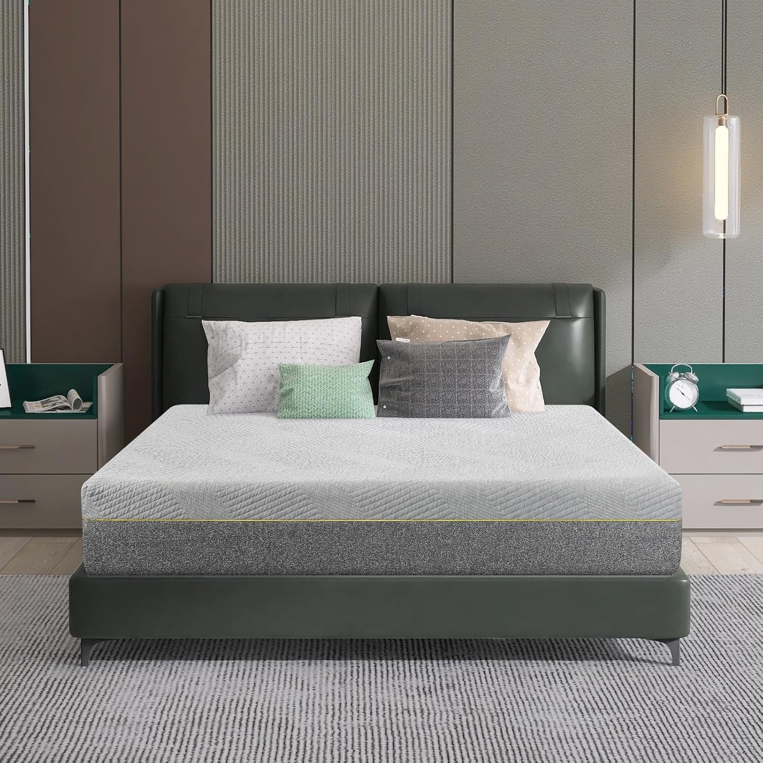 Adjustable Bed Frame Queen + 12 Inch Gel Memory Foam Medium-Firm Grey Mattress in Box, Adjustable Bed Base, Head and Foot Lift, Massage, Zero Gravity/Anti-Snore Electric Smart Beds