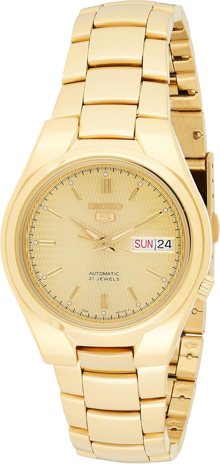 Seiko Men's SNK610 5 Automatic Gold Dial Gold-Tone Stainless Steel Watch