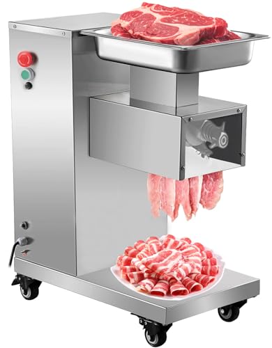 3mm Commercial Meat Cutter Machine,1100LB/H QE Electric Meat Cutter, 550W Meat Slicer Cutting Machine Stainless Steel with 3.0mm Blade for Home Kitchen Restaurant Supermarket (Meat Cutter Machine)