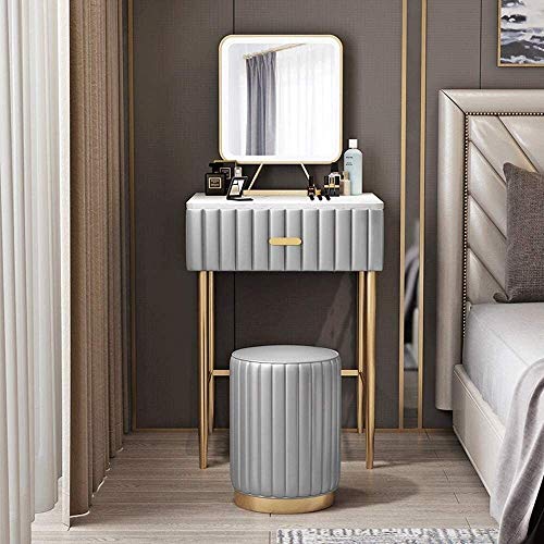 Luxury Dressing Vanity Table w/Stool for Bedroom, Nordic Marble Sheepskin Dressing Table Bedroom Modern Minimalist Mini Drawer Dressing Table Bedroom(Beige (60cm))