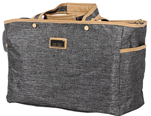 Nicole Miller Designer Luggage Paige Collection - 4 Piece Softside Lightweight Expandable Spinner Suitcases- Set includes 17 Inch Tote Bag, 20 Inch Carry On, 24 Inch & 28 Inch Suitcases (Silver)