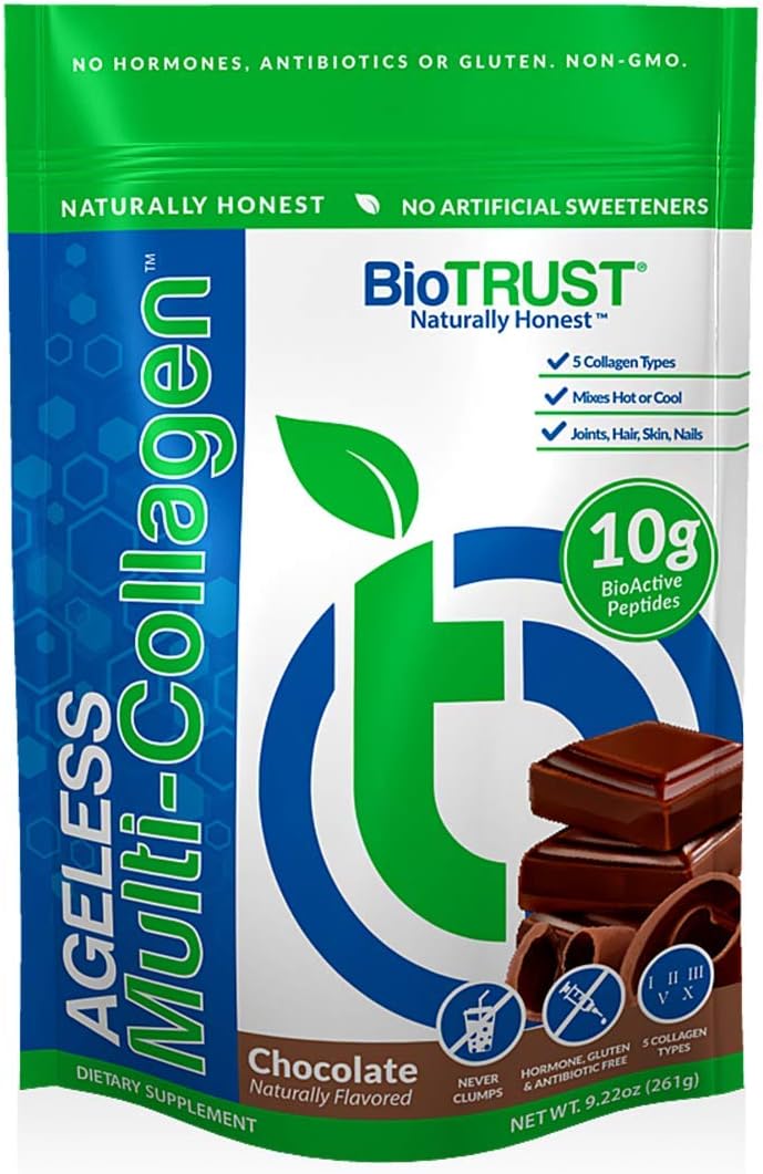 BioTrust Ageless Multi Collagen 5-in-1 Protein Powder (Chocolate) BlenderBottle Bundle