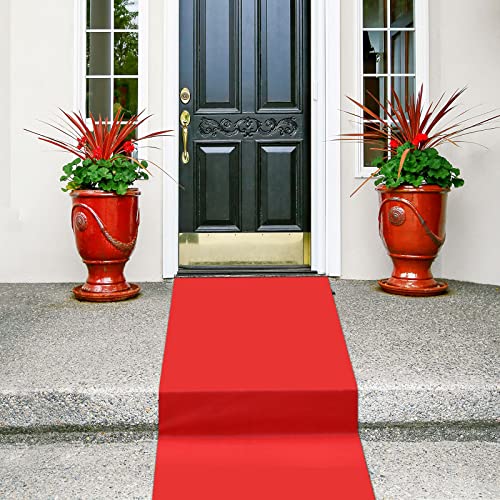 Shappy Red Carpet Runner Rug 55gsm Thickness with 1 Piece Carpet Tape for Wedding Christmas Xmas Thanksgiving Outdoor Accessories, Wedding Party Hallway Rug (4 x 30 Feet)