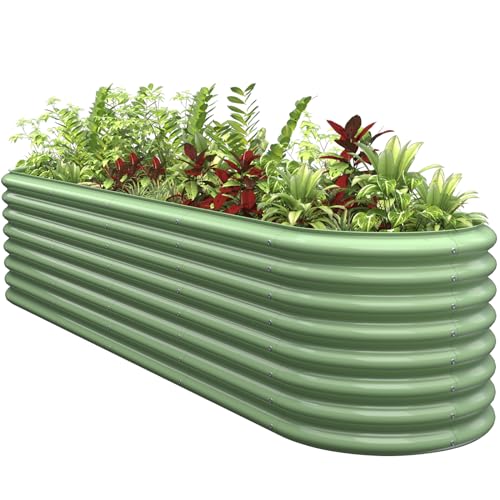 9FT(L)×2FT(W)×1.5FT(H) Raised Garden Bed Outdoor for Vegetable, 9 in 1 Adjustable Clearance Raised Garden Beds for Flower, Garden Planter Box for Herb, Fruit-White