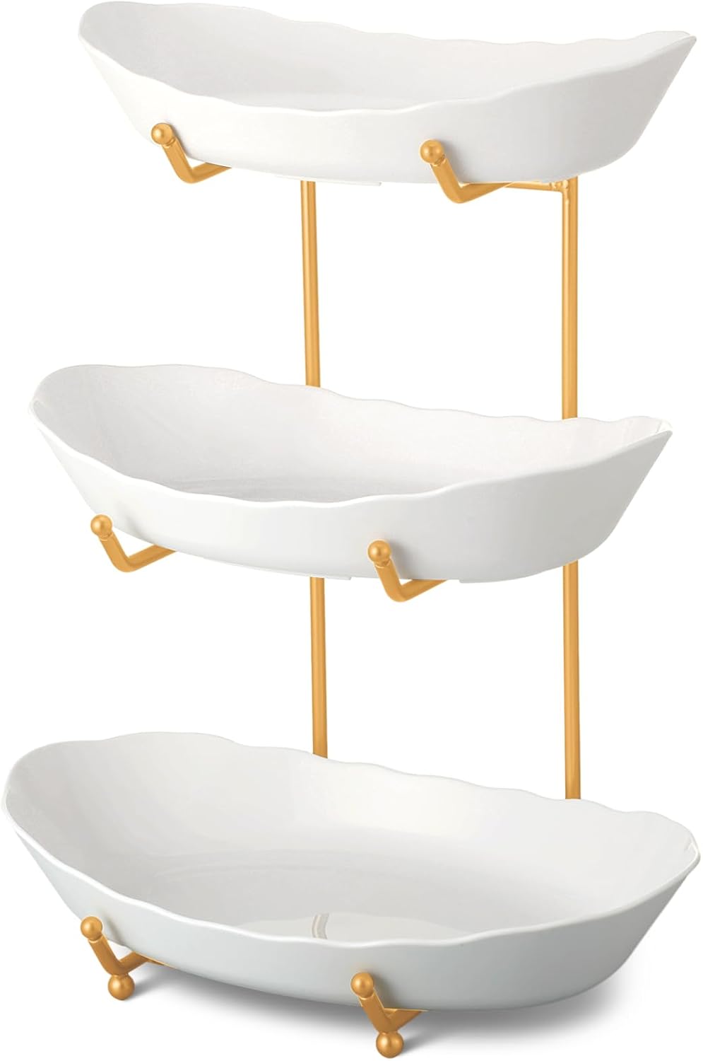 3 Tier Acrylic Fruit Bowl Fruit Basket with Metal Rack Decorative Serving Bowls Vegetable Fruit Stand Snack Nuts Storage Holder for Dessert Plate Cake Tray Party Wedding Kitchen Countertop