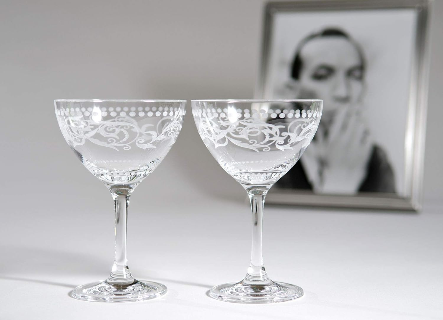 HISTORY COMPANY Cole Porter “Opening Night” Crystal Champagne Cocktail Coupe 2-Piece Set (Gift Box Collection)