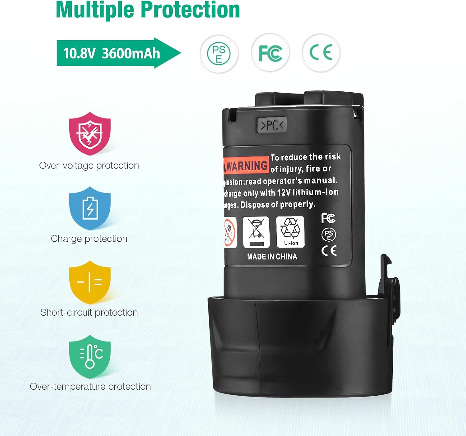 Powerextra 2 Pack 10.8v 3600mAh Li-ion Replacement Battery Compatible with Makita BL1013 Makita BL1014 Battery 194550-6 194551-4 195332-9
