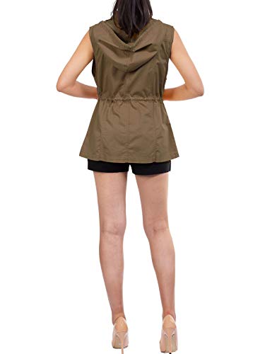 MixMatchy Women's Drawstring Lightweight Loose Fit Sleeveless Safari Vest Utility Jacket