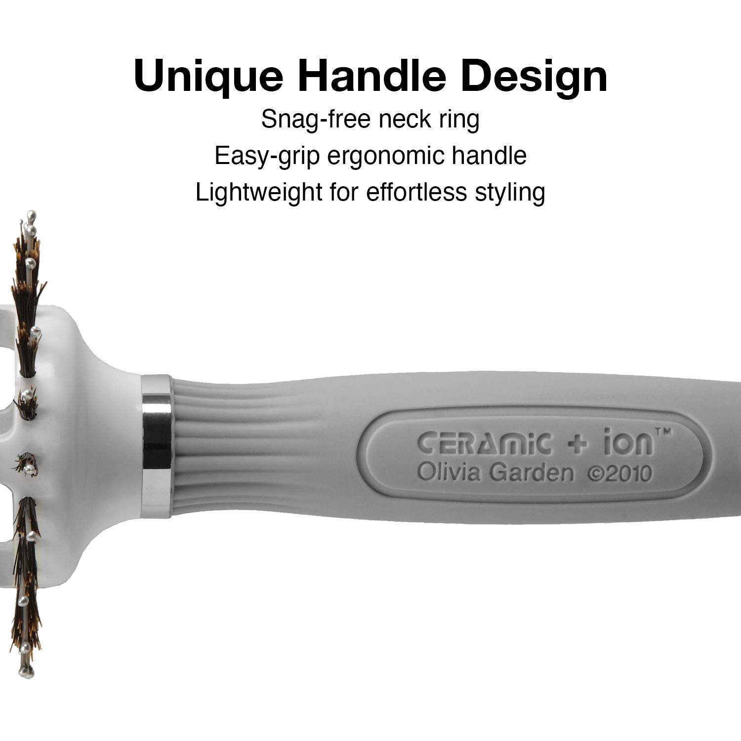 Olivia Garden Ceramic + Ion Turbo Vent Combo Hair Brush (ionic & 100% boar bristles) CITV-COGD (Grande 3 1/4
