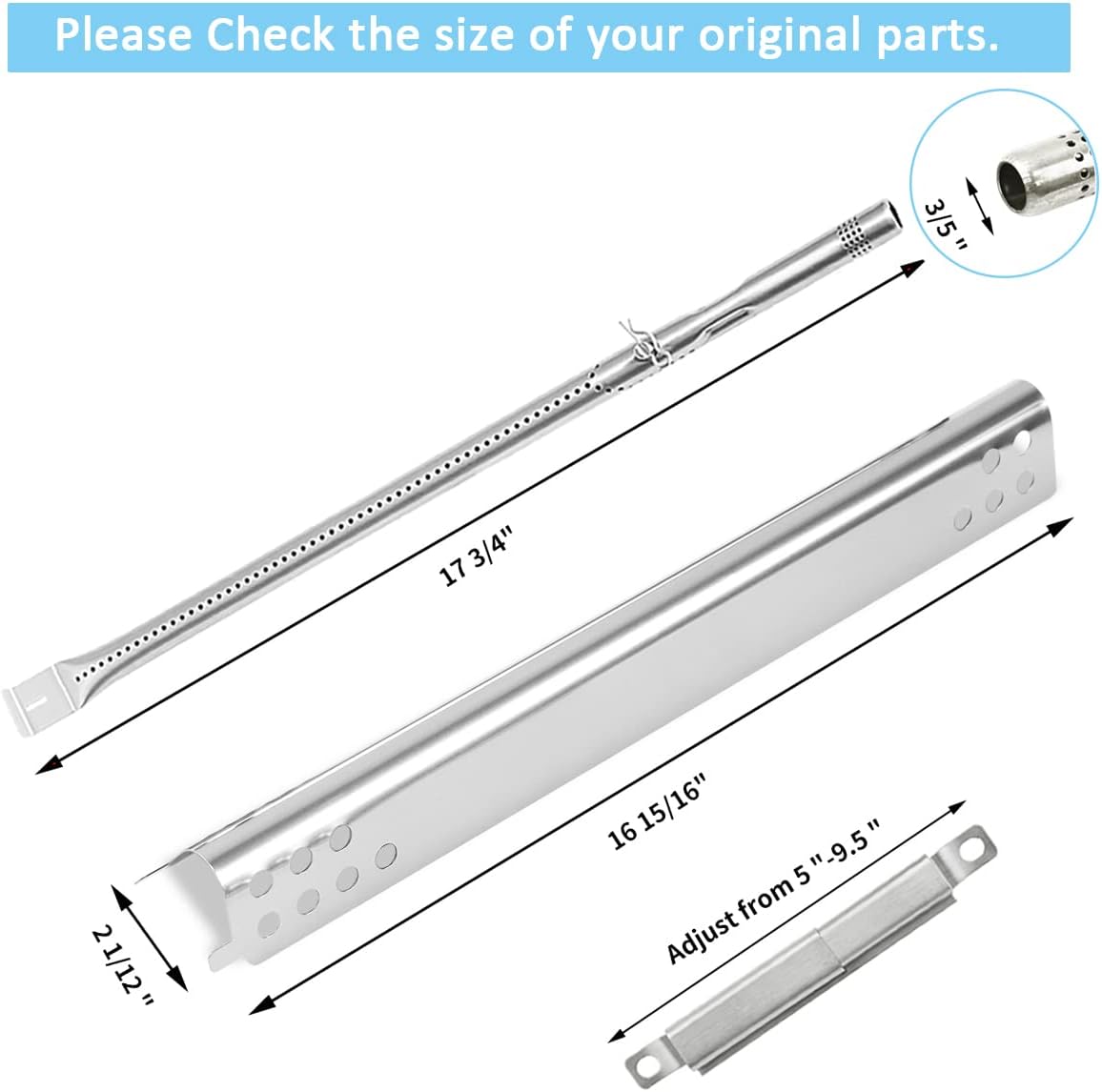 Grill Replacement Parts for Charbroil Performance 2 burner 463625217 463673517 463673519 463625219 300 Cabinet Liquid Propane, G470-5200-W1 Burner, G470-0004-W1 Heat Plate, Carryover Tubes, Igniters
