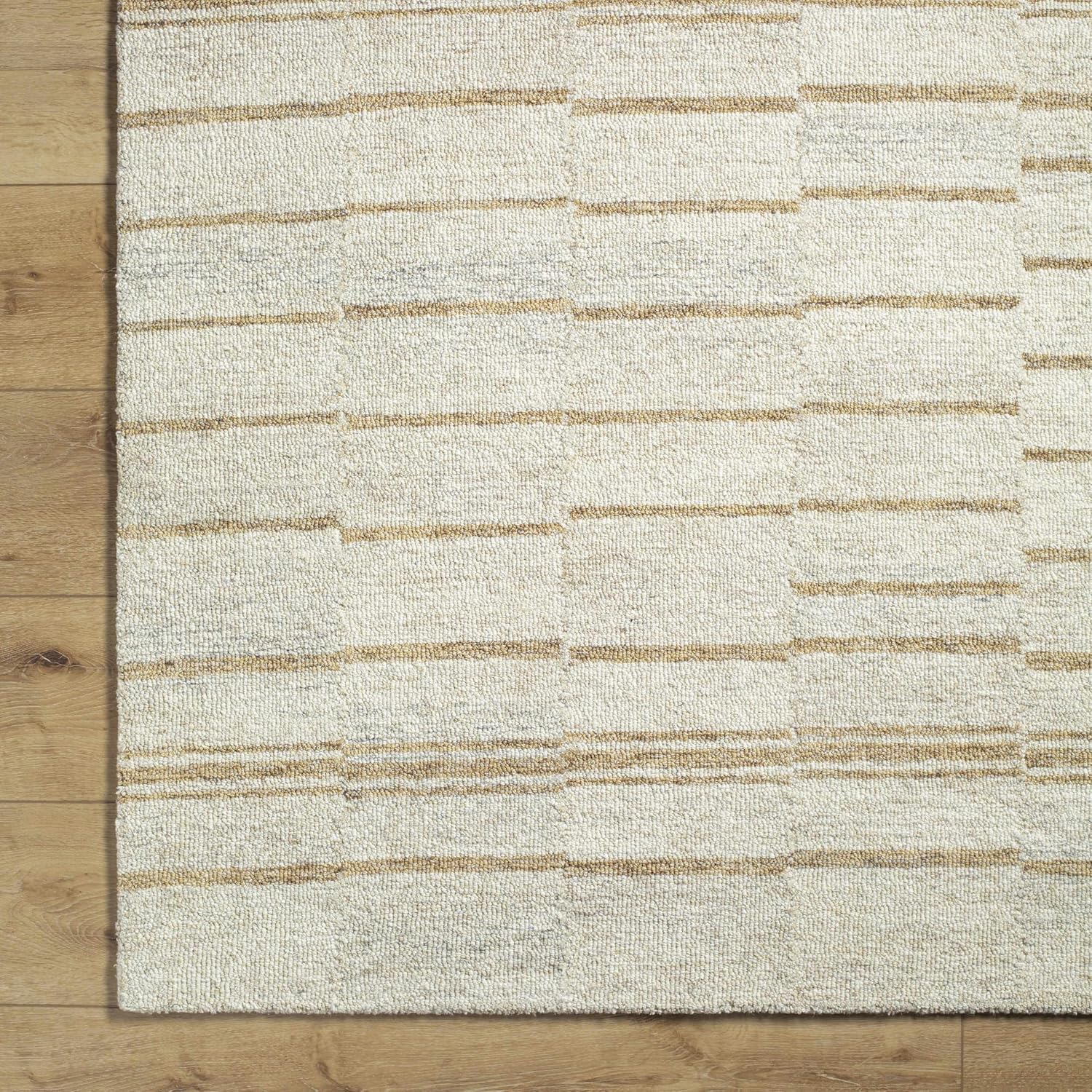 Hauteloom Abbatha Wool Living Room, Bedroom Area Rug - Bohemian, Transitional - Beige, Tan - 5' x 7'6