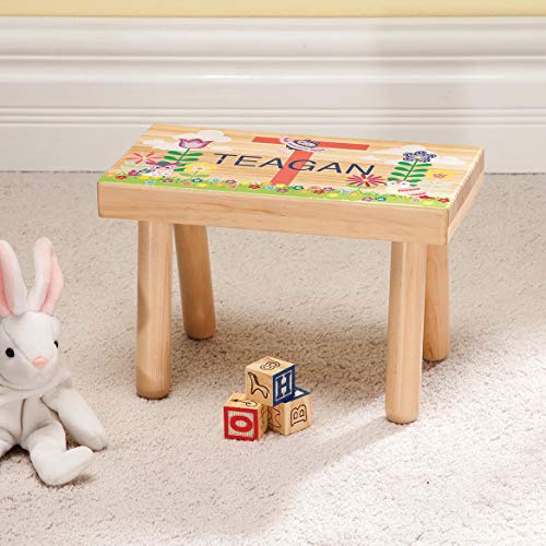 Fox Valley Traders Personalized Children’s Step Stool, Customized with Kid’s Name, Woodland Animals Design