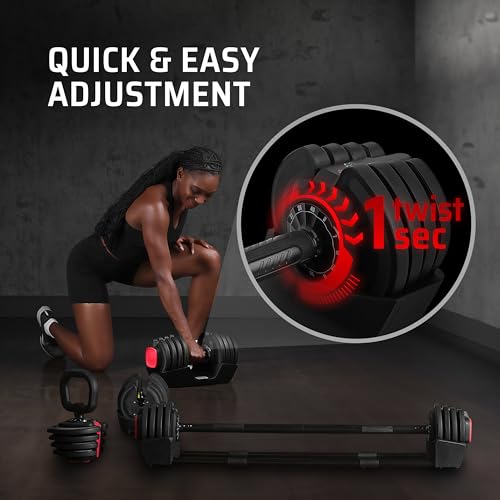 AmStaff 3-in-1 Adjustable Dumbbell, Kettlebell, Barbell Set, 2-43lbs, 12 Weight Levels, Compact Multifunctional Home Gym, Enhanced Transition, Safety Lock, Nonslip Handle