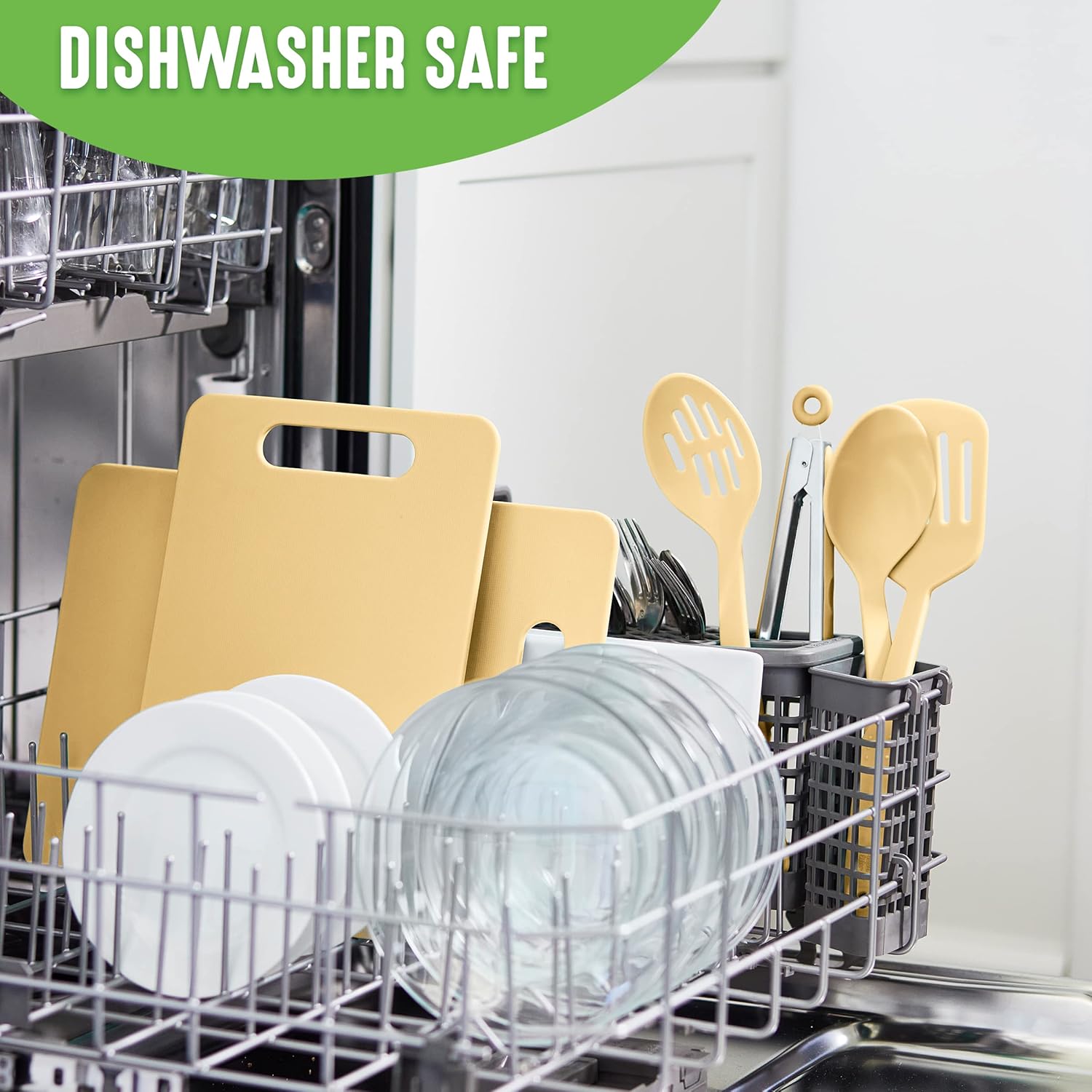 GreenLife 16 Piece Ceramic Nonstick Cookware Set with Kitchen Utensils and 2 Piece Cutting Board Set, Yellow