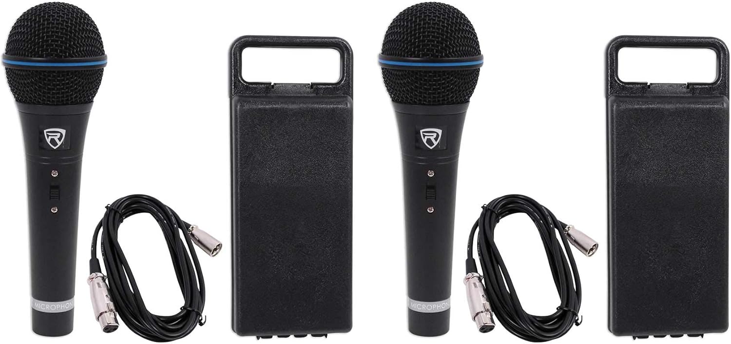 Rockville 2 RMM-XLR Dynamic Cardioid Professional Metal Microphones w/XLR Cables