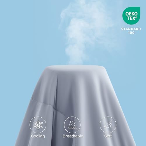 EASELAND Quick Cooling Comforter King/Cali King, Summer Double-Sided Ice Blankets for Hot Sleepers,All Night Cooling,Lightweight Breathable All-Season Comforter for Night Sweats,Cool Gray(108x90in)