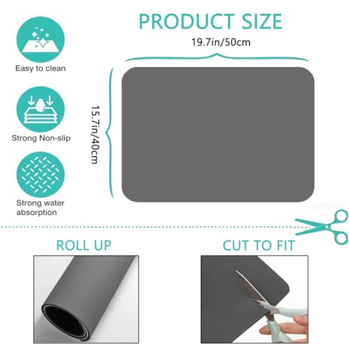 Marble Coffee Bar Mat Dish Drying Mat for Kitchen Counter, 11.8