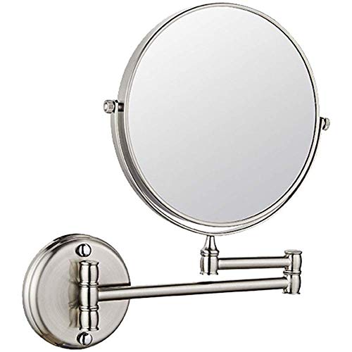 Bathroom Mirror Wall Mounted Makeup Mirror 8-inch Two-Sided Swivel Wall Mounted Mirror Extending Folding Bathroom Shaving Cosmetic Make Up Mirror- 5X Magnification