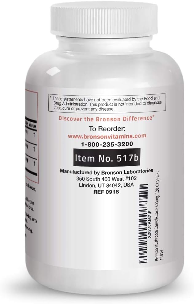 Triple Mushroom Complex - Maitake - Reishi - Shiitake - Powerful Antioxidant and Immune System Booster - Full Spectrum Mushroom Complex - 600 mg Capsules - 120 Count