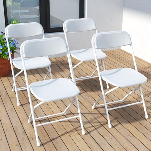 10 Pack Folding Chair, White Plastic Folding Chairs Outdoor Indoor, 350lb Capacity,Portable Event Chair, Lightweight Party Chairs,for Events Office Wedding Party Picnic Kitchen Patio Dining