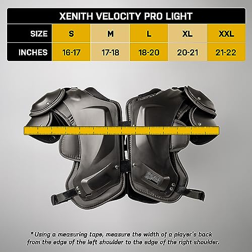 Xenith Pro Light/Velocity 2 Varsity Football Shoulder Pads - All Purpose Protective Gear- Prioritizes Speed and Range of Motion with Full Coverage- Lightweight and Low Profile- Adult Small to 2XLarge