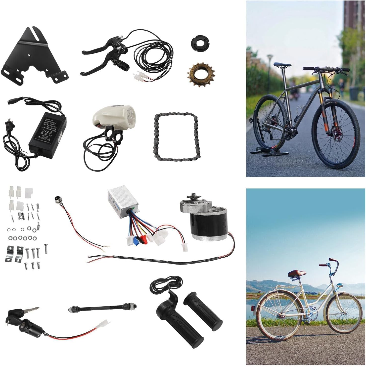 Electric Bike Conversion Kit, 24V 250W E-Bicycle kit E-Bike Motor Set Electric Geared Bicycle Derailleur,330RPM,for Homemade DlyElectrci Bicycle (250W)