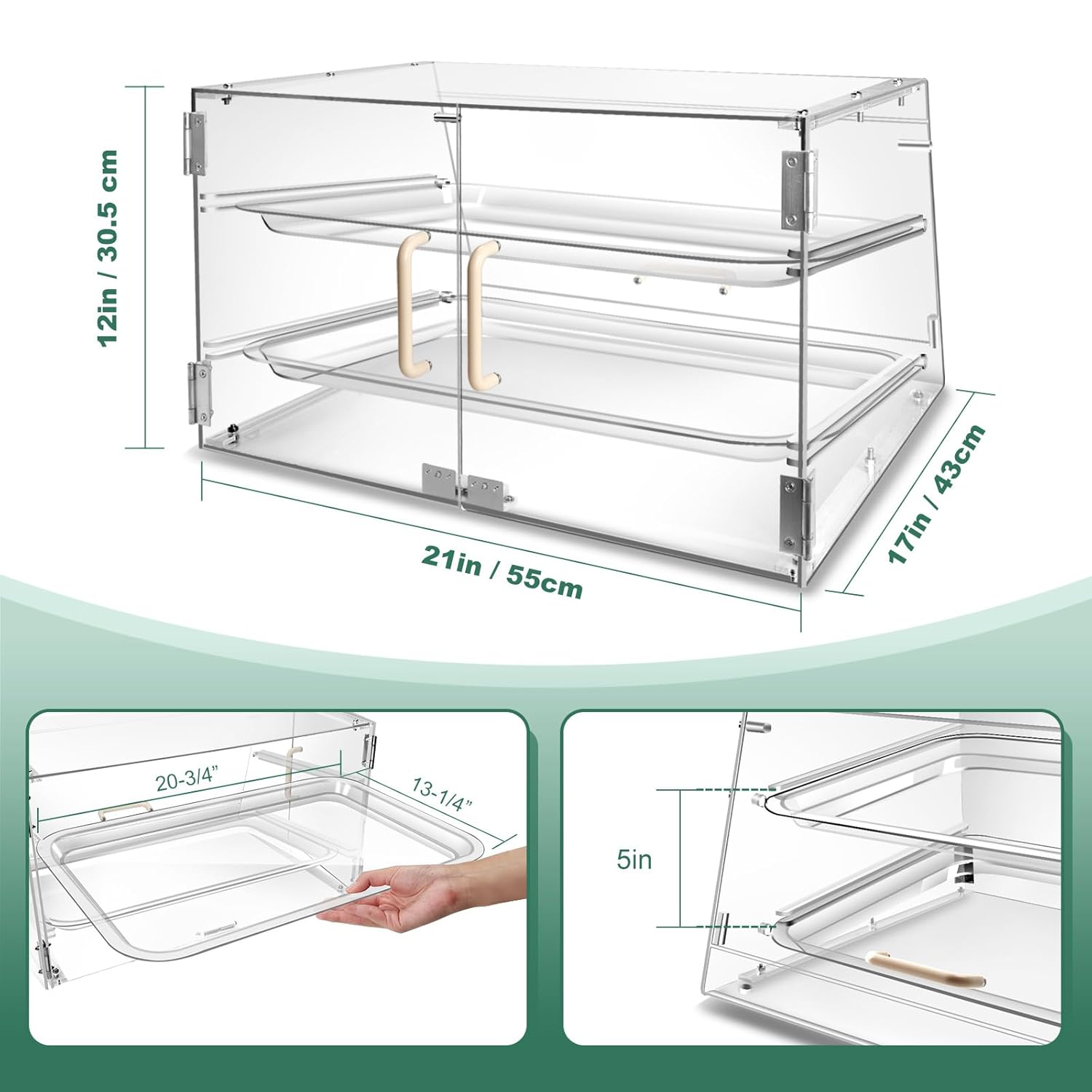 2 Tray Bakery Display Case with Front and Rear Doors - 21